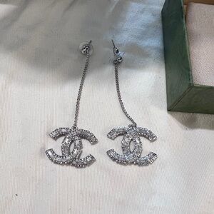 Chanel Drop Silver Earrings